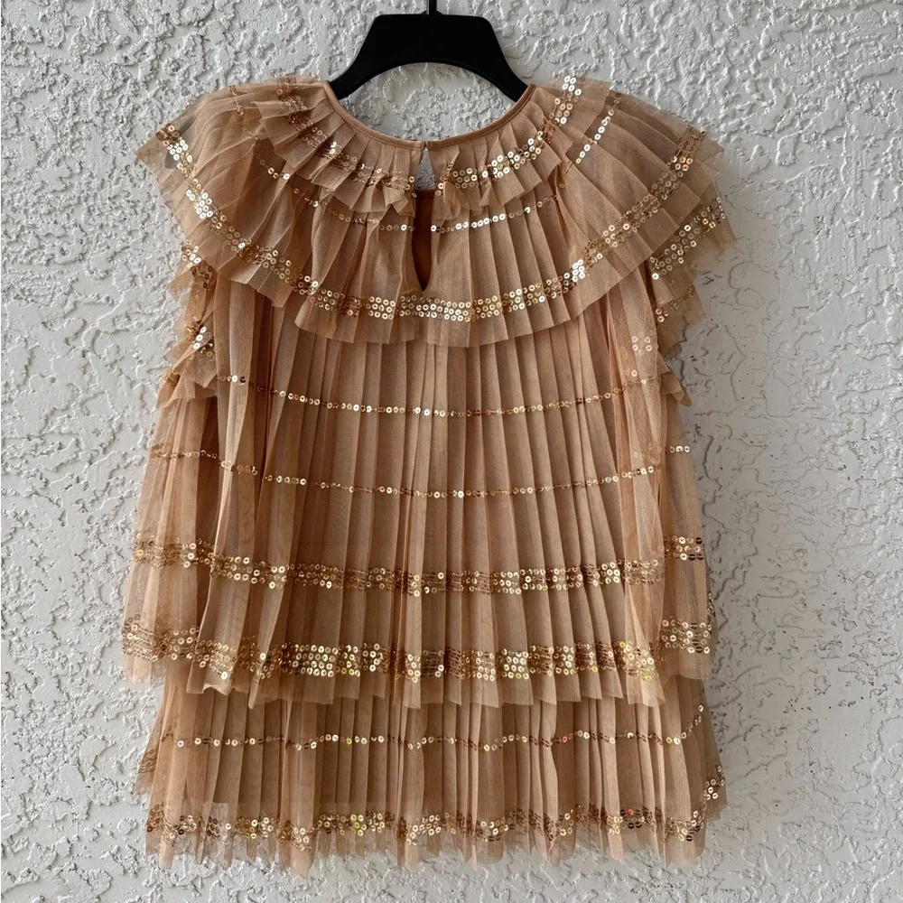 J.Crew Collection sequin tulle tiered ruffle top Small